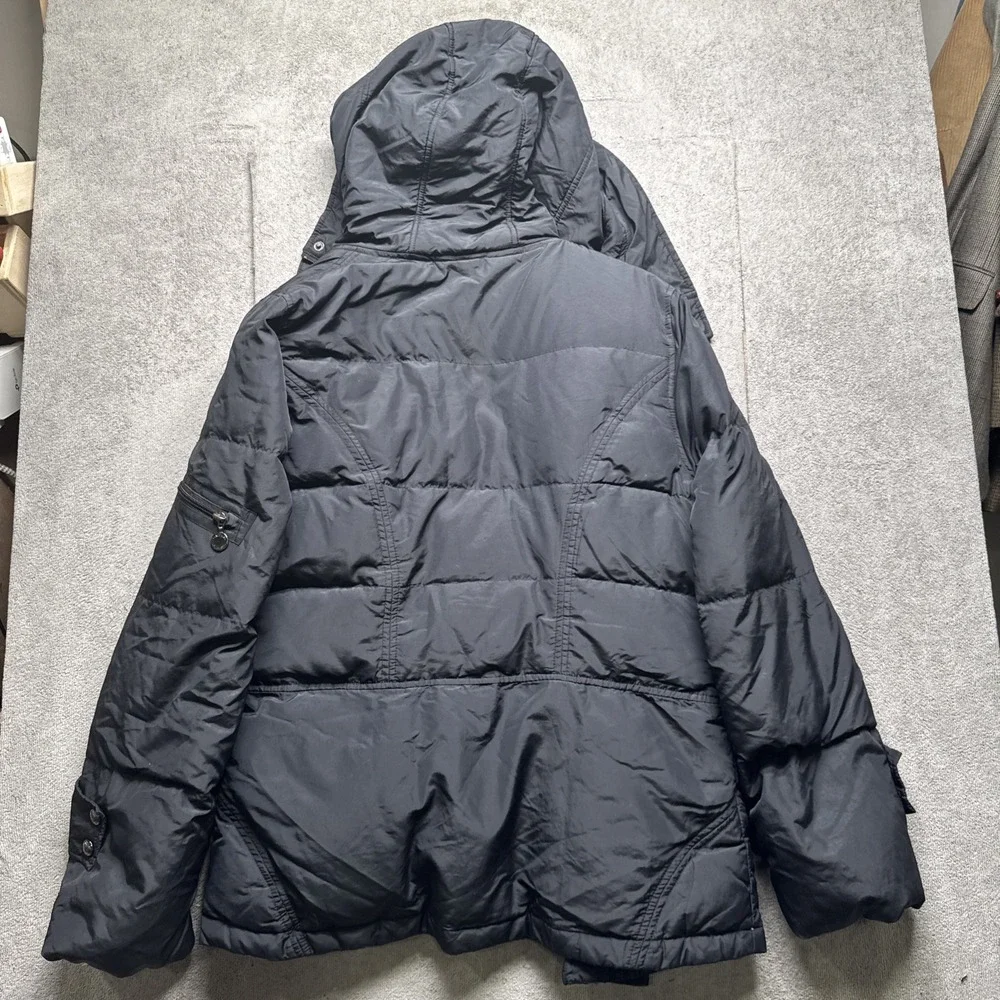 Calvin Klein Mens Black Hooded Toggle Quilted‎ Jacket Large Classic Winter